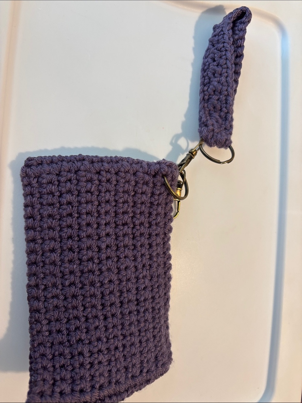 Crocheted Lavender Wristlet Key & Card Holder - Picture 4 of 4